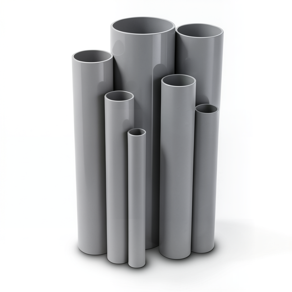 مواسير UPVC مقاس 6 إنش ضغط 13.8 بار سمك 8.03 مم لون رمادي