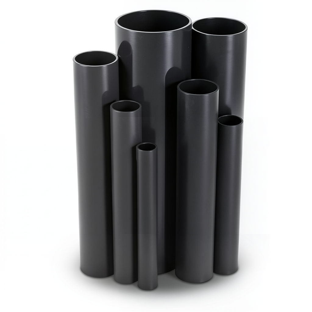 مواسير UPVC مقاس 6 إنش سمك 9.91 مم ضغط 17.2 بار لون اسود