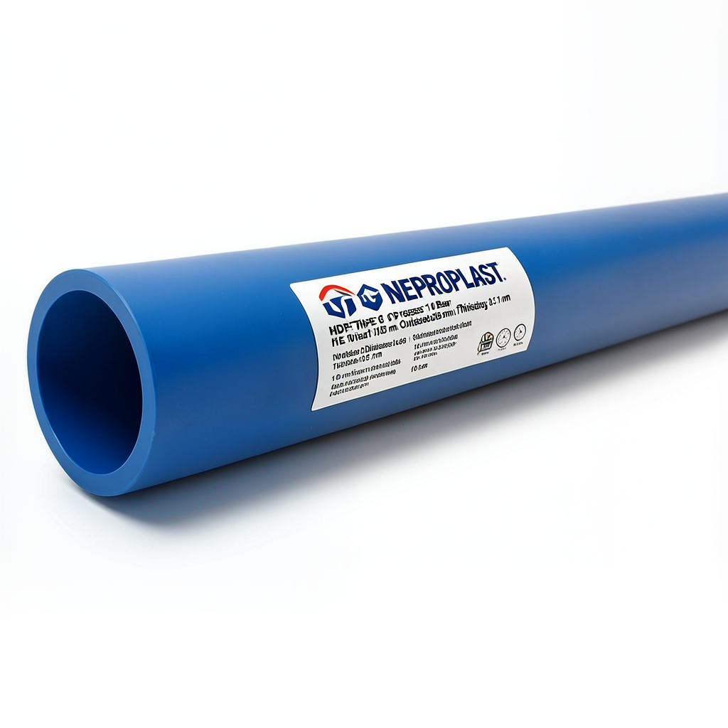 أنابيب HDPE PE 100 ضغط 10 بار قطر خارجي 315 مم سمك 18.7 مم لون أزرق | نيبروبلاست