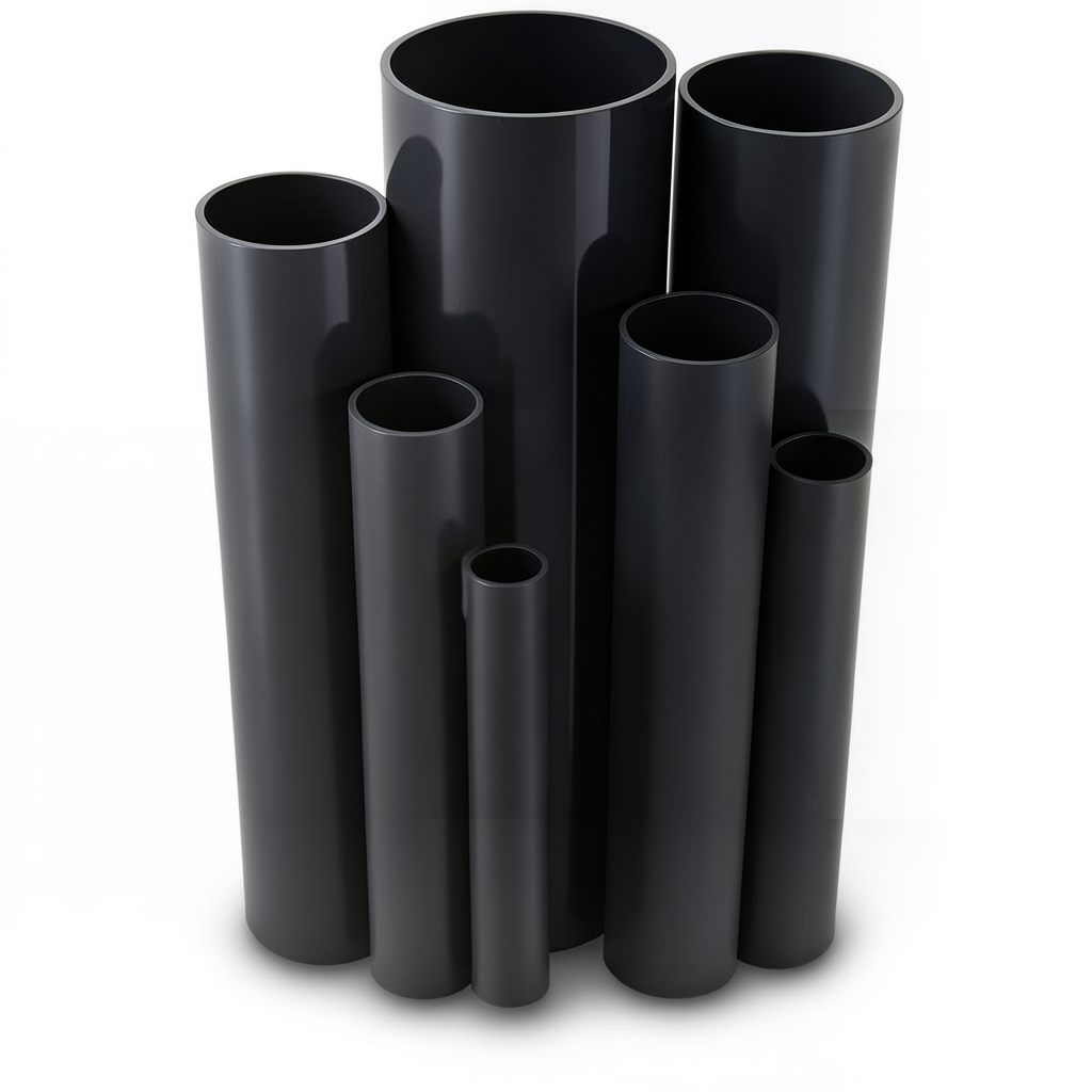 مواسير UPVC مقاس 8 إنش سمك 6.73 مم ضغط 8.6 بار لون اسود