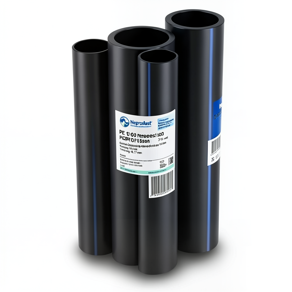 أنابيب HDPE نيبروبلاست PE 100 ضغط 10 بار قطر خارجي 315 مم سمك 18.7 مم لون أسود | نيبروبلاست