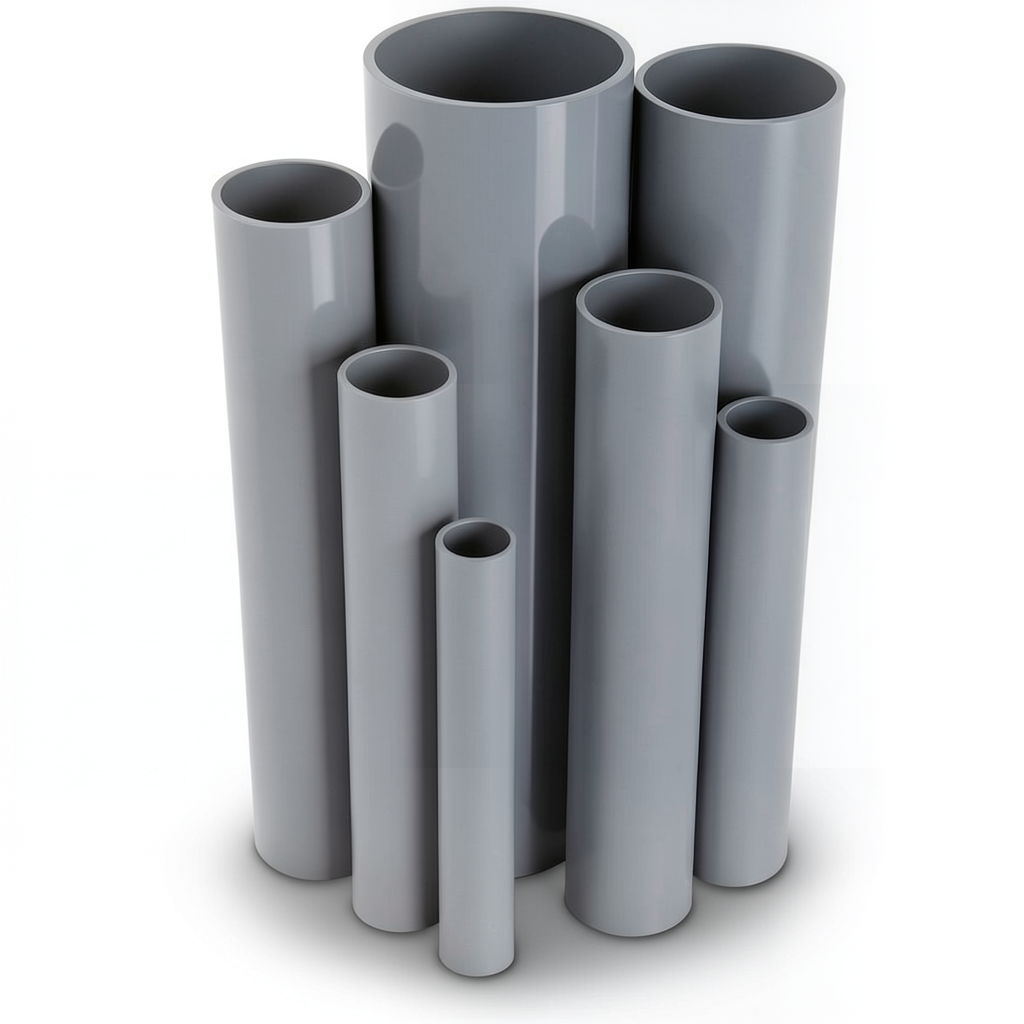 UPVC Pipes 6.9 Bar Pressure 8 Inch Size 5.33 mm Thickness Gray