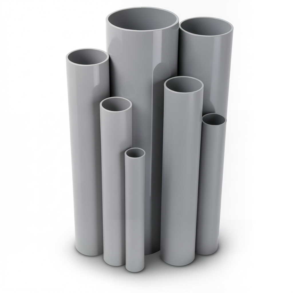 مواسير UPVC مقاس 8 إنش سمك 8.43 مم ضغط 11 بار لون رمادي