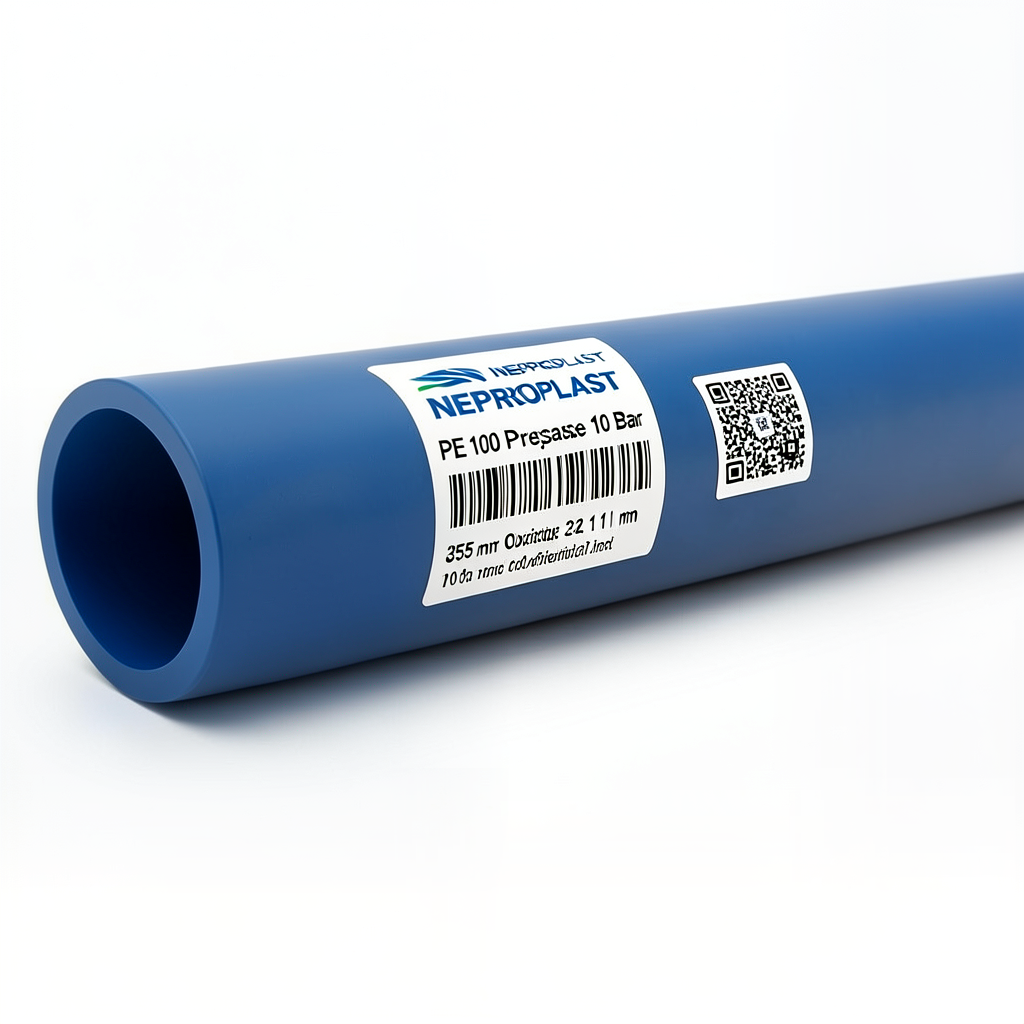 مواسير HDPE PE 100 ضغط 10 بار قطر خارجي 355 مم سمك 21.1 مم لون ازرق | نيبروبلاست