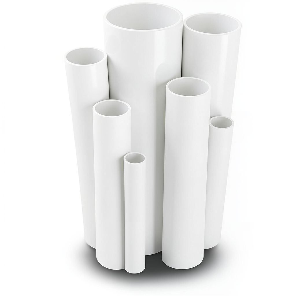 مواسير UPVC ضغط 13.8 بار مقاس 8 إنش سمك 10.41 مم لون أبيض