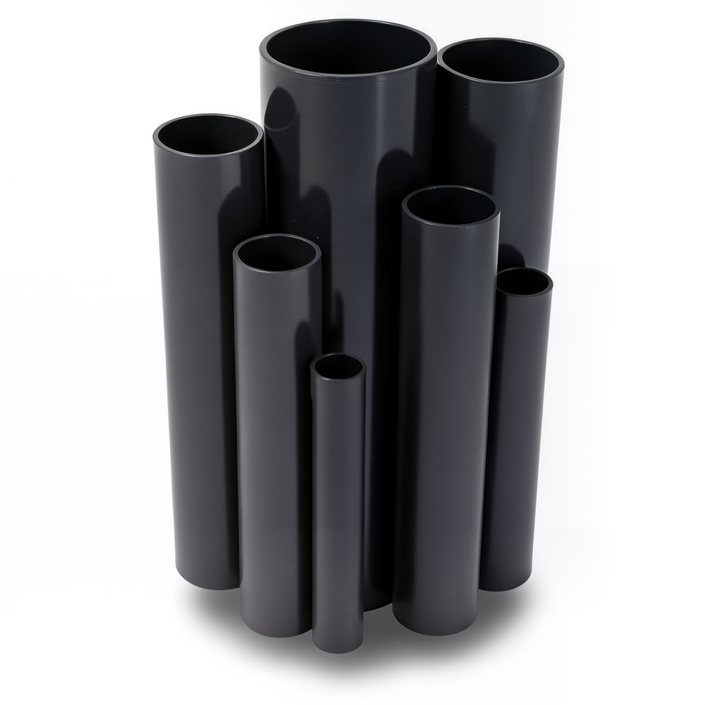 مواسير UPVC مقاس 8 إنش سمك 10.41 مم ضغط 13.8 بار لون اسود