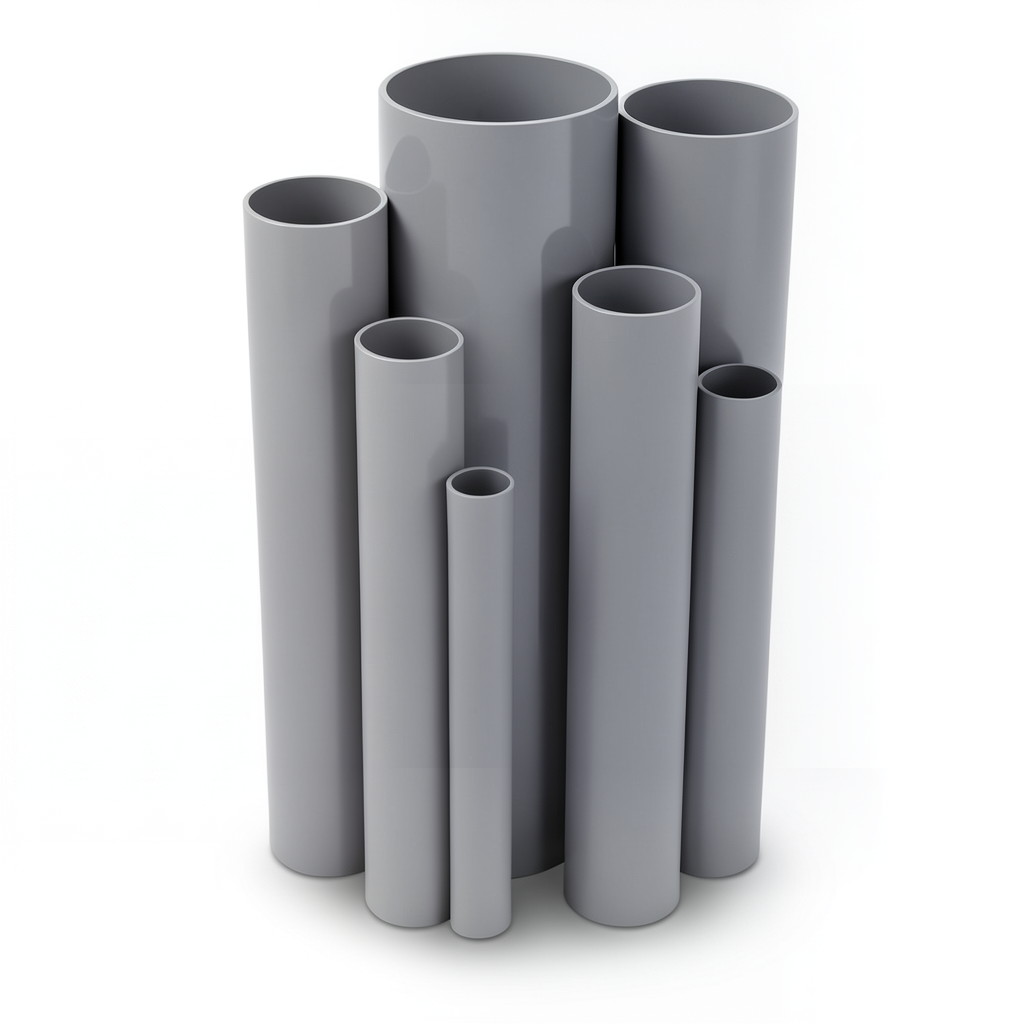 مواسير UPVC مقاس 8 إنش سمك 12.90 مم ضغط 17.2 بار لون رمادي