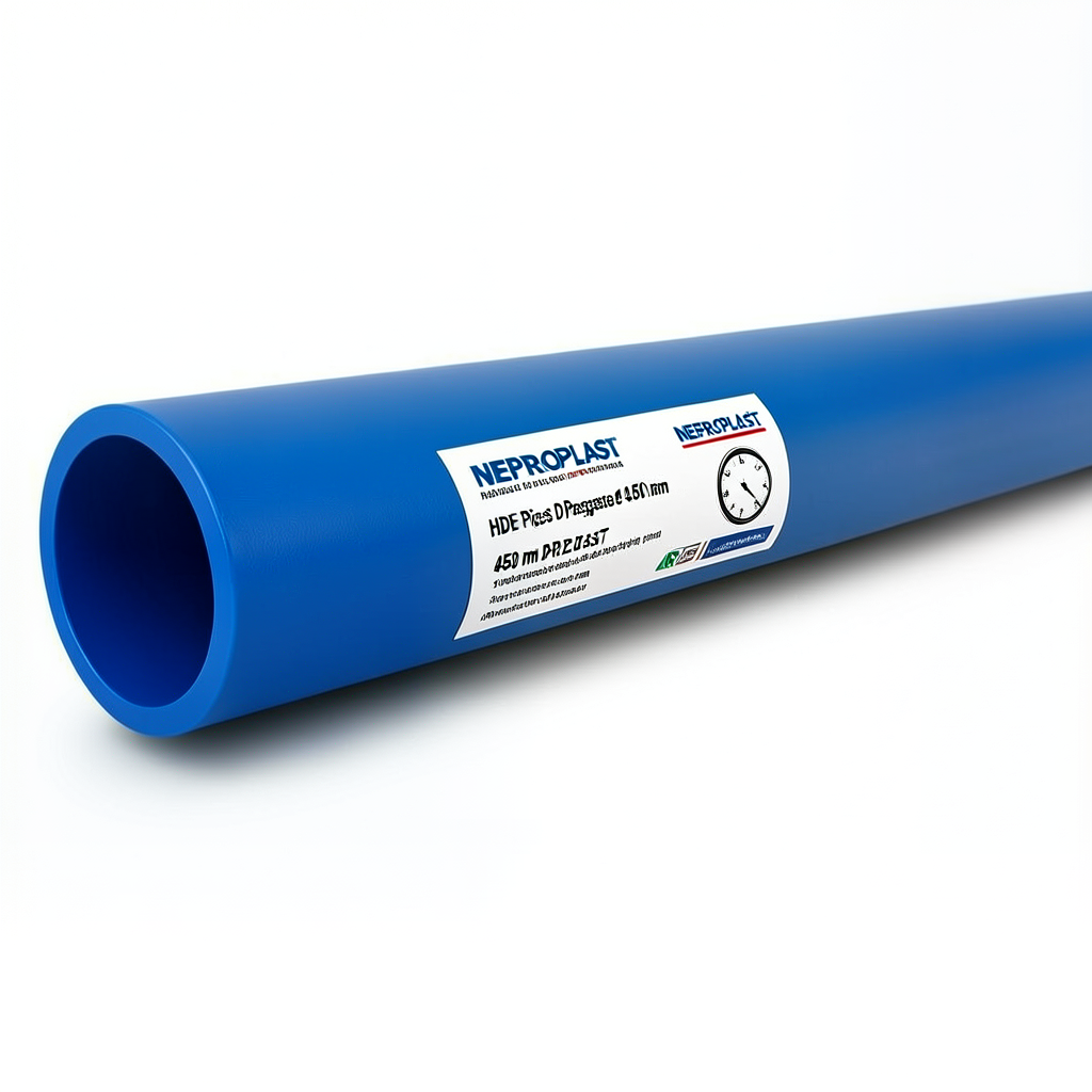 مواسير HDPE PE 100 ضغط 10 بار قطر خارجي 450 مم سمك 26.7 مم لون ازرق | نيبروبلاست