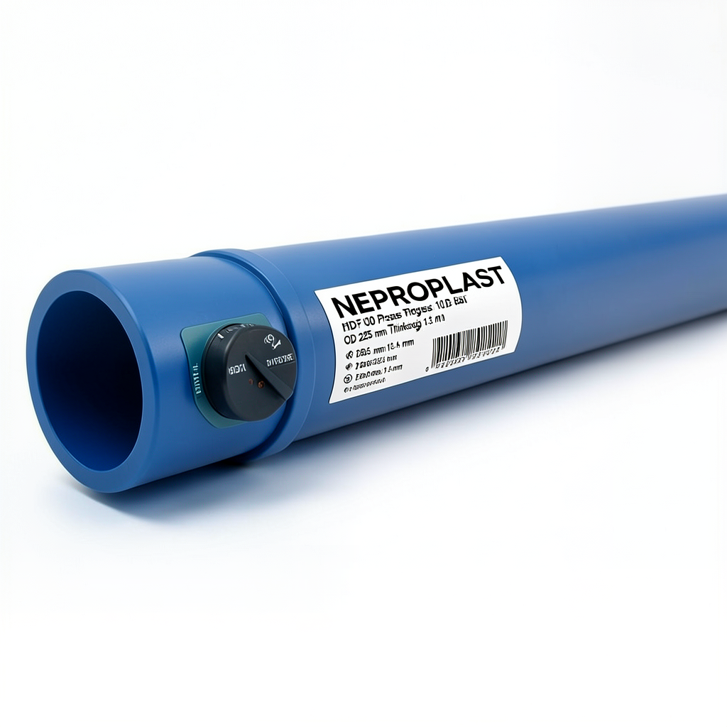 Neproplast HDPE Pipes PE 100 Pressure 10 Bar OD 225 mm Thickness 13.4 mm Blue | NEPROPLAST