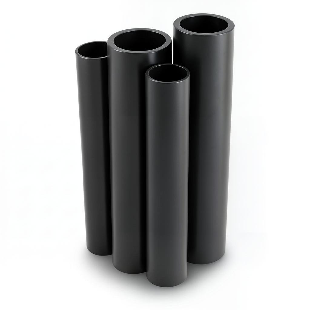 مواسير HDPE PE 80 ضغط 10 بار قطر 200 مم سمك 14.7 مم لون أسود