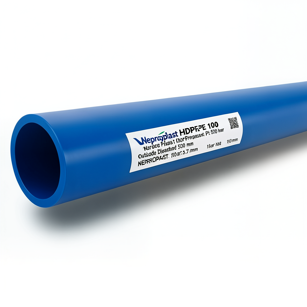 Neproplast HDPE Pipes PE 100 Pressure 10 Bar Outside Diameter 500 mm Thickness 29.7 mm Blue | NEPROPLAST