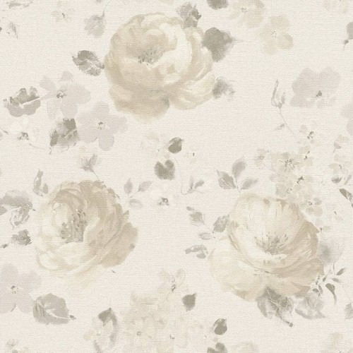Floral Wallpaper 10m x 0.53m Beige Color, Model 448801