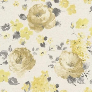 Floral Wall Decoration 10m x 0.53m Beige with Yellow, Model 448887