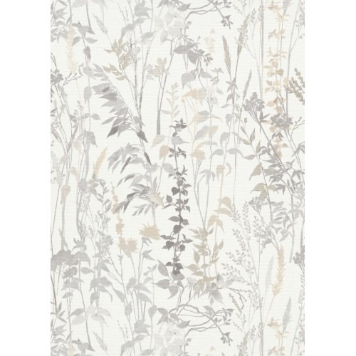 Leaf Patterned Wallpaper 10m x 0.53m Gray, Model 1025814