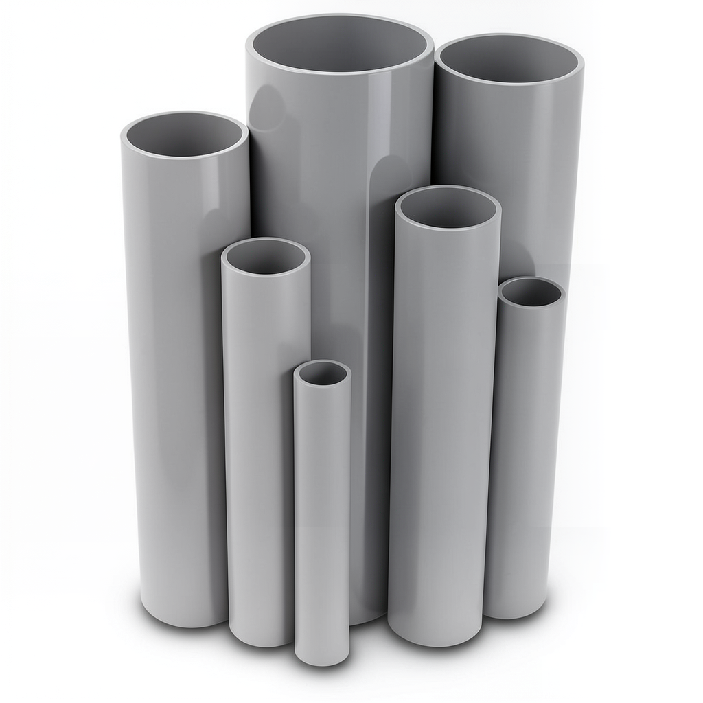 مواسير UPVC مقاس 6 إنش سمك 3.18 مم لون رمادي