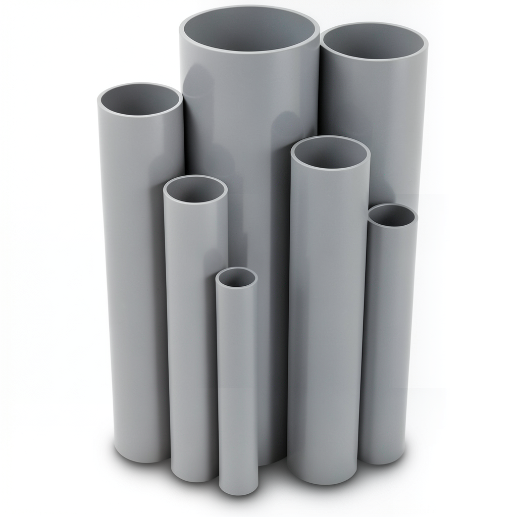مواسير UPVC ضغط 9 بار قطر خارجي 60.2 مم سمك 2.5 مم لون رمادي