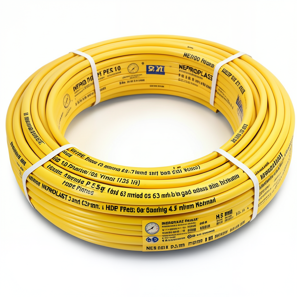 أنابيب HDPE PE 100 ضغط 12.5 بار قطر خارجي 63 مم سمك 4.7 مم لون أصفر | نيبروبلاست