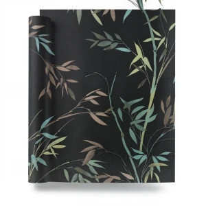 German Wall Decoration Leaf-patterned 10x0.53 m Black