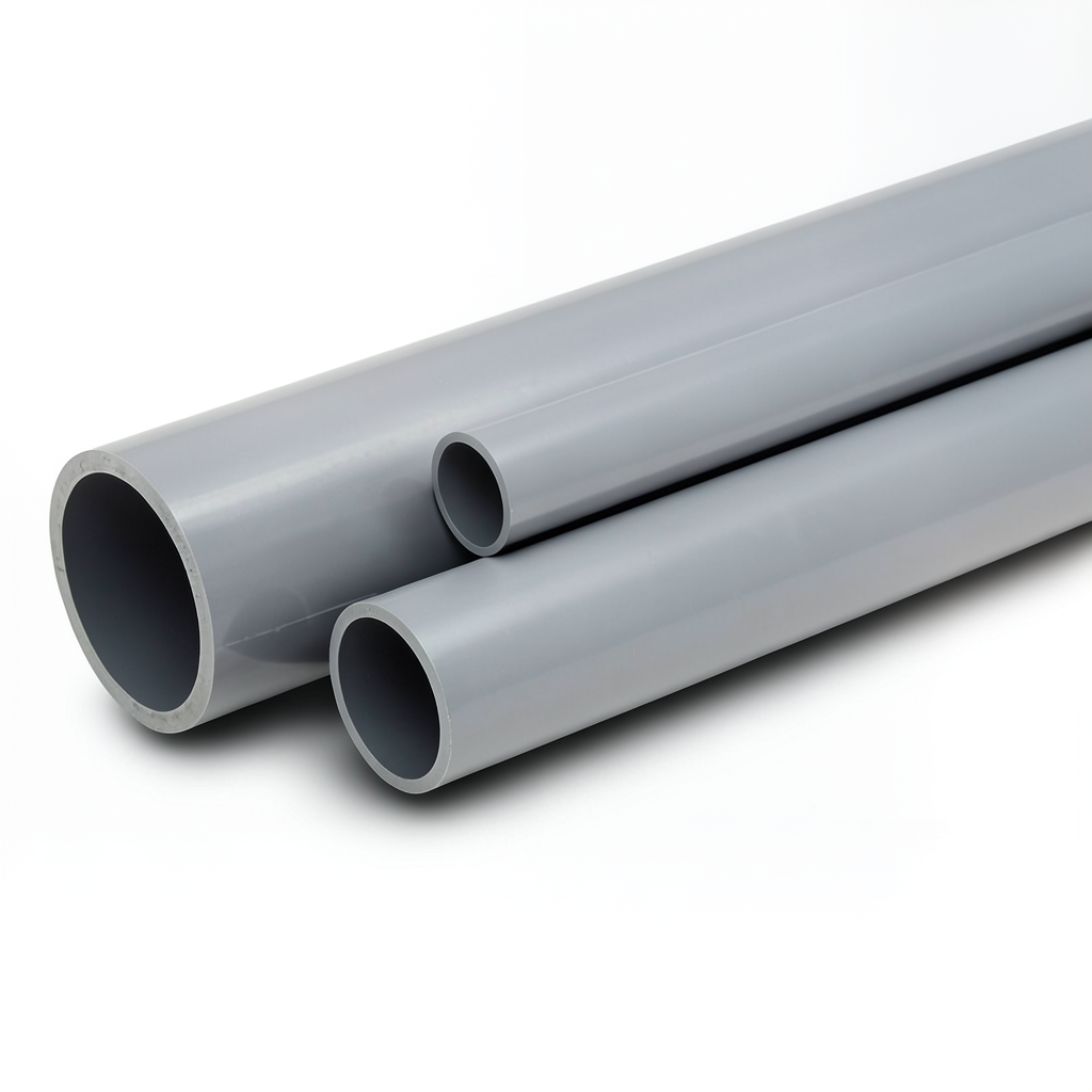 مواسير UPVC جدول 80 مقاس ½ 1 إنش سمك 5.08 مم لون رمادي
