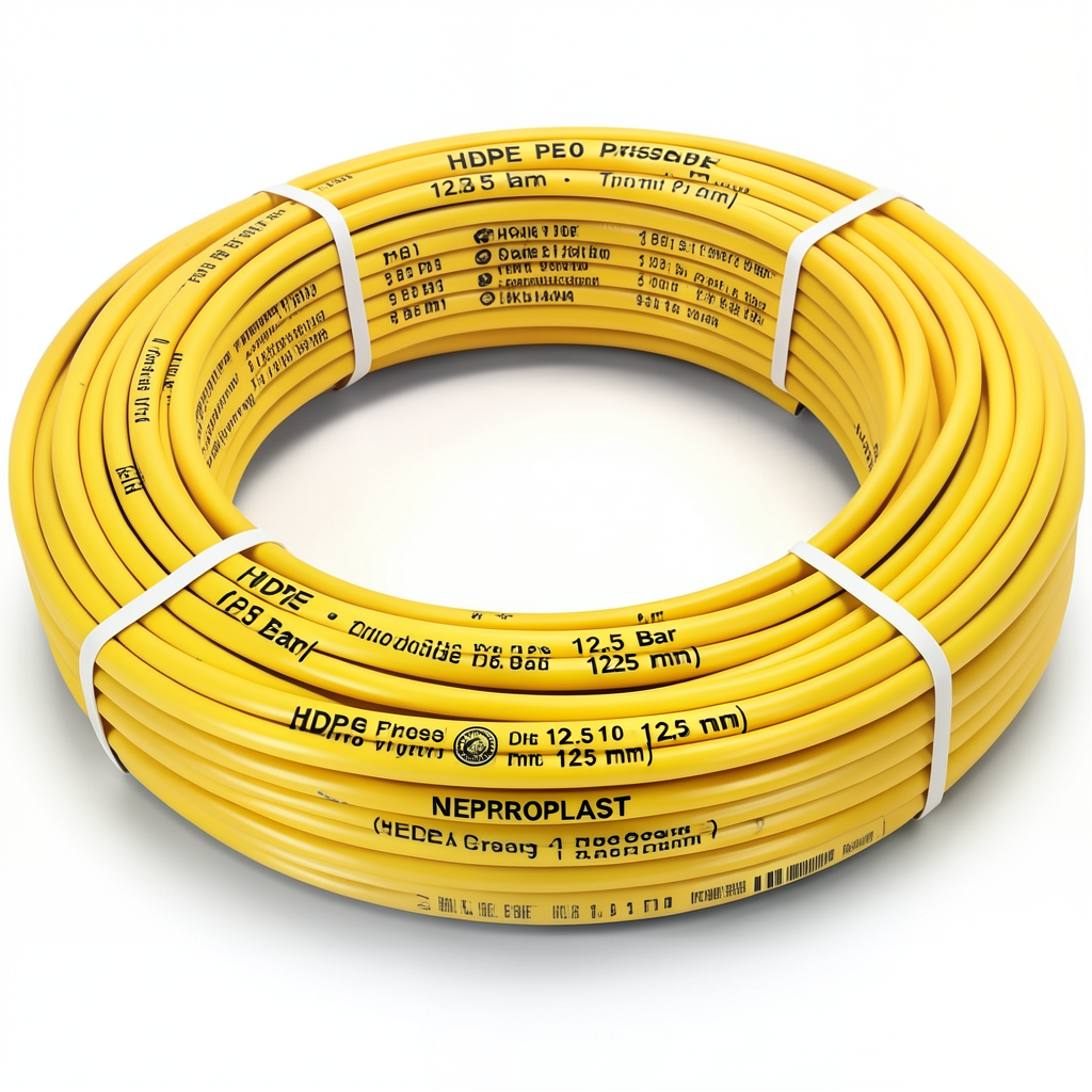 HDPE Pipes PE 100 Pressure 12.5 Bar Outside Diameter 125 mm Thickness 9.2 mm Yellow | NEPROPLAST