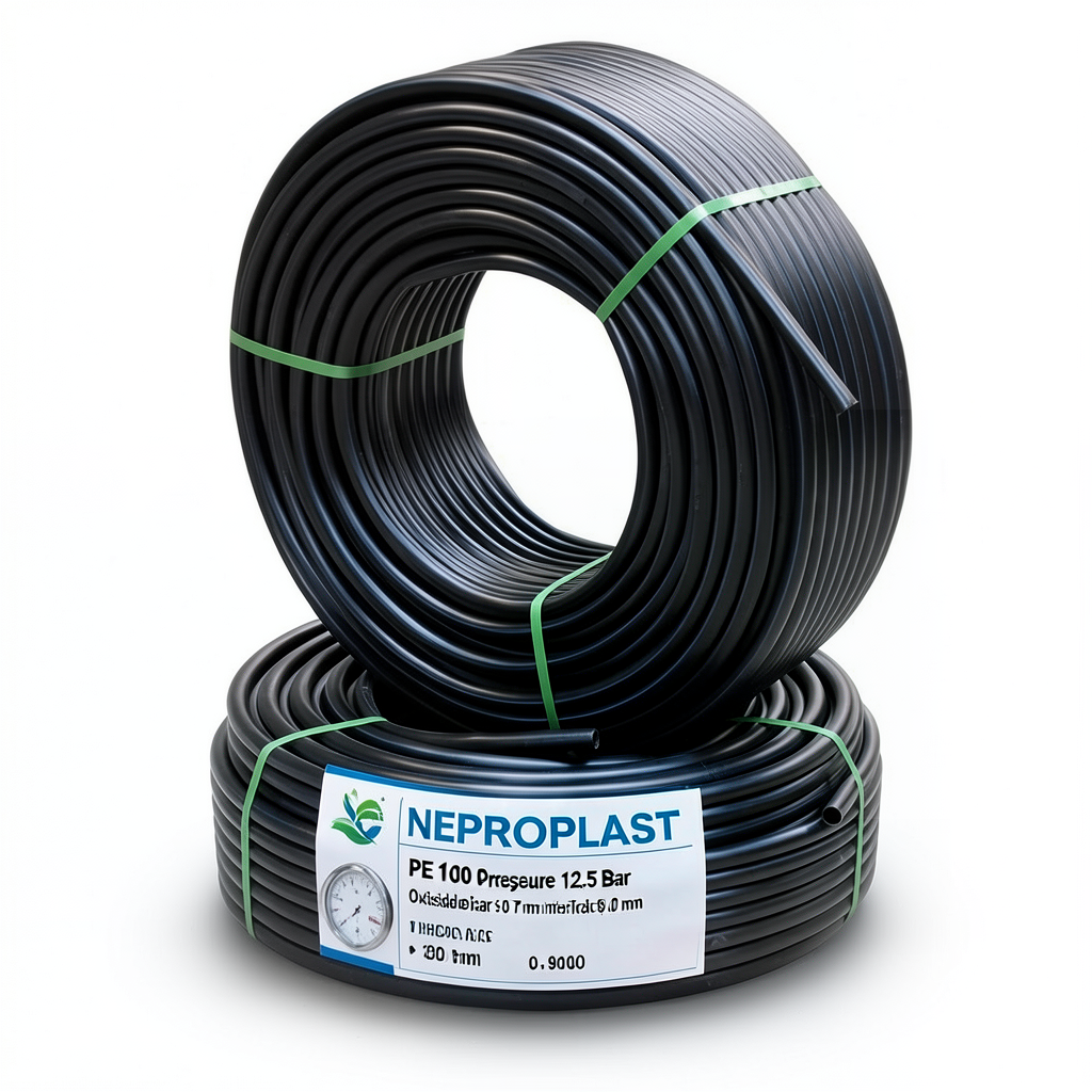 HDPE Pipes PE 100 Pressure 12.5 Bar Outside Diameter 90 mm Thickness 6.7 mm Black | NEPROPLAST