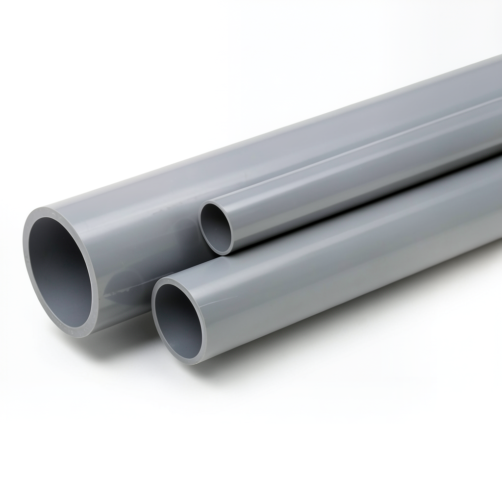 مواسير UPVC جدول 80 مقاس ½ 1 إنش سمك 5.08 مم لون رمادي