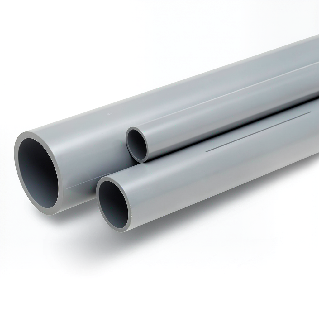 مواسير UPVC الوطني جدول 80 مقاس 3 إنش سمك 7.62 مم وزن 2.91 كجم / متر لون رمادي