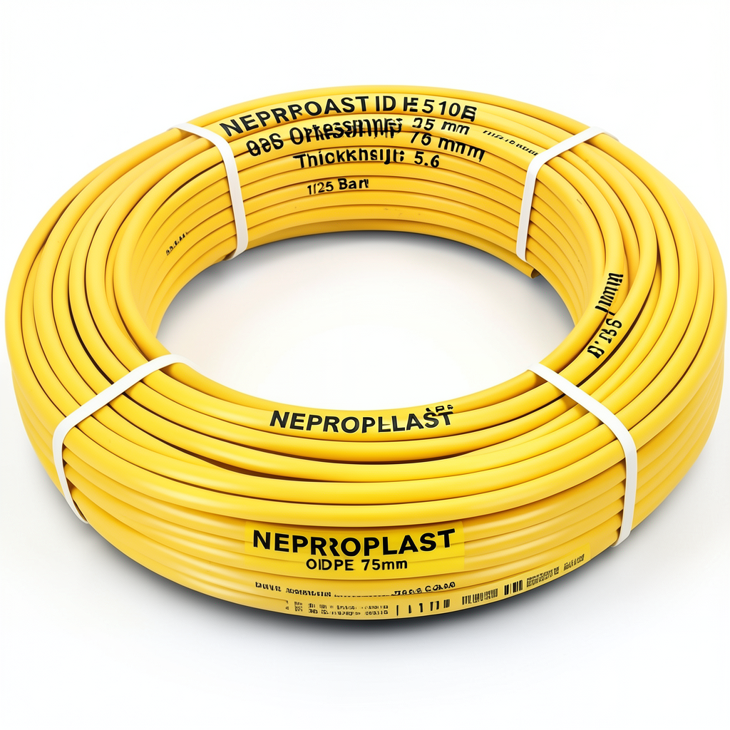 أنابيب HDPE نيبروبلاست PE 100 ضغط 12.5 بار قطر خارجي 75 مم سمك 5.6 مم لون أصفر | نيبروبلاست