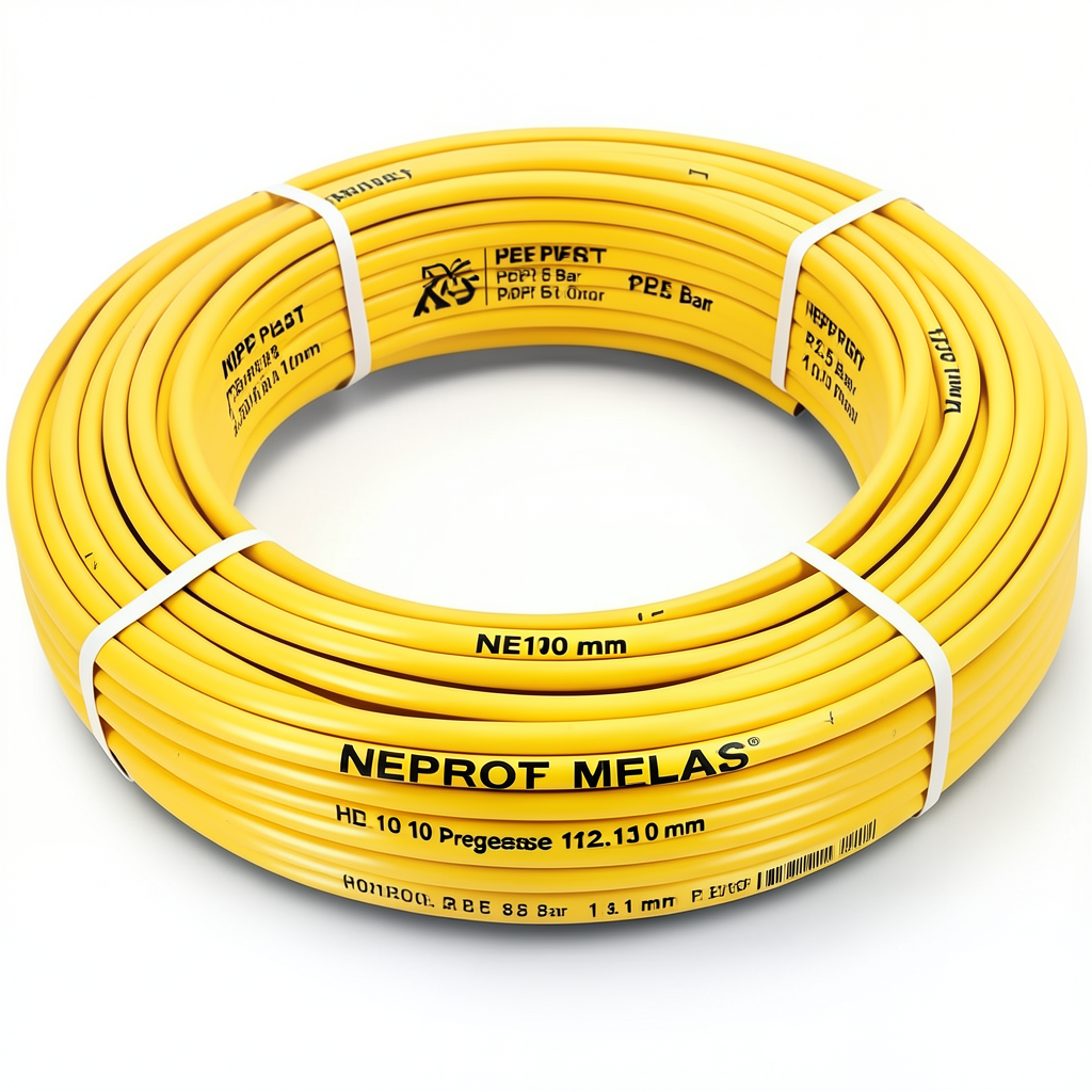أنابيب HDPE PE 100 ضغط 12.5 بار قطر 110 مم سمك 8.1 مم لون أصفر | نيبروبلاست