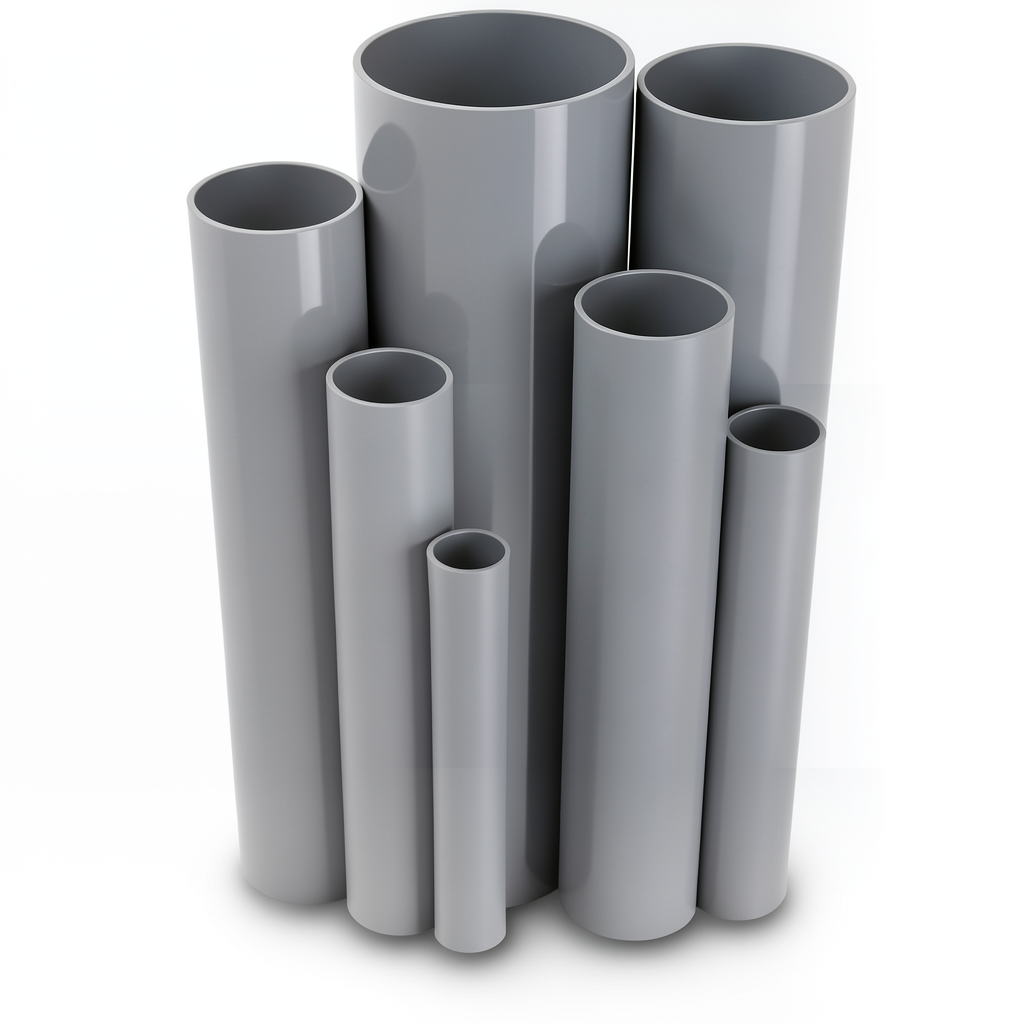 مواسير UPVC ضغط اسمي 12 بار قطر خارجي 48.1 مم سمك 2.5 مم لون رمادي