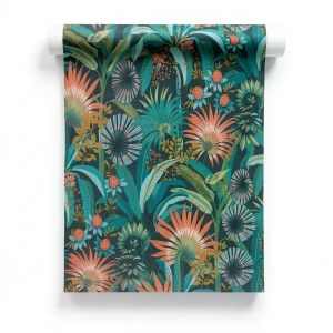 Leaf-patterned Wallpaper 10 m Length, 0.53 m Width, Multicolored