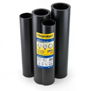 مواسير HDPE نيبروبلاست PE 100 ضغط 6 بار قطر خارجي 630 مم سمك 22.9 مم لون اسود | نيبروبلاست