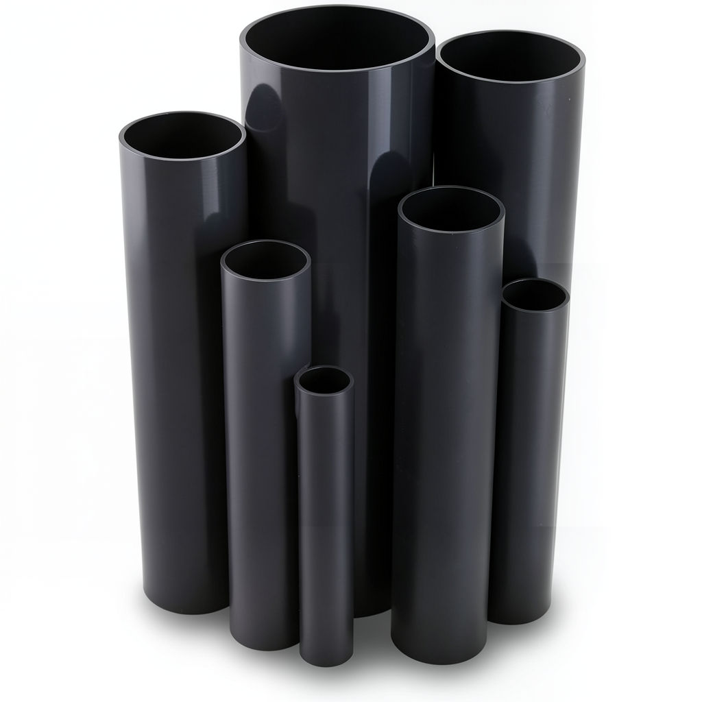 مواسير UPVC ضغط اسمي 12 بار قطر خارجي 48.4 مم سمك 3 مم لون اسود