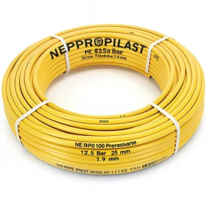 أنابيب HDPE PE 100 ضغط 12.5 بار قطر خارجي 25 مم سمك 1.9 مم لون أصفر | نيبروبلاست