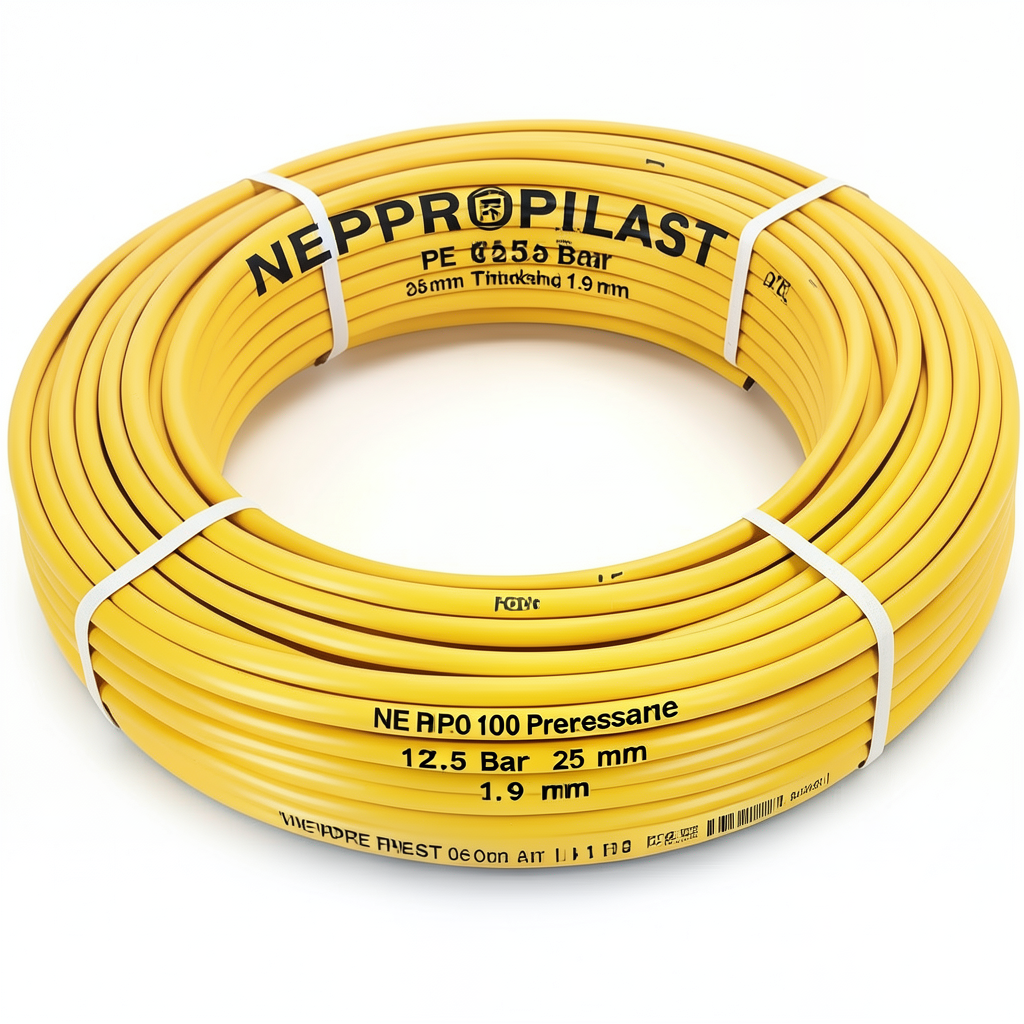 HDPE Pipes PE 100 Pressure 12.5 Bar Outside Diameter 25 mm Thickness 1.9 mm Yellow | NEPROPLAST