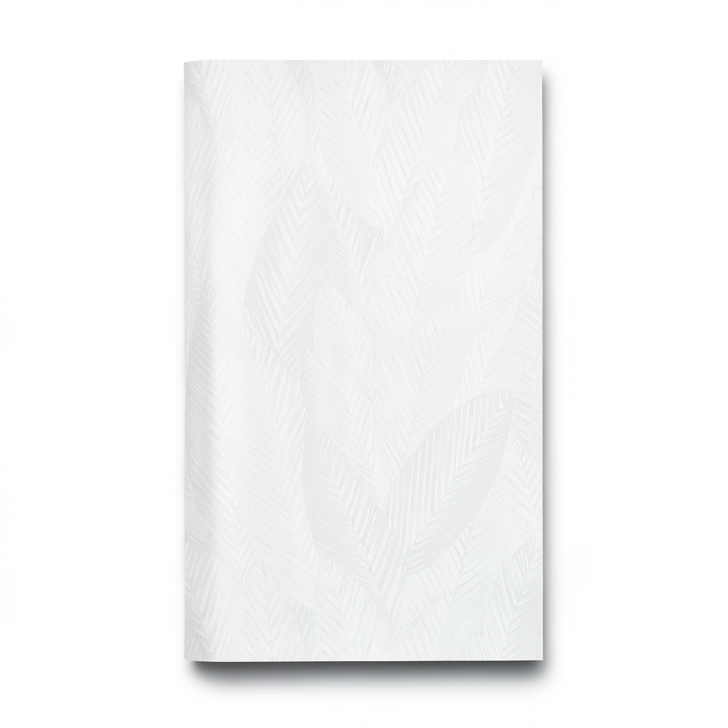Leaf-patterned Wallpaper 10 m Length, 0.53 m Width, White Color