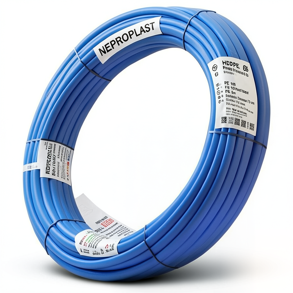 HDPE Pipes PE 100 Pressure 6 Bar Outside Diameter 75 mm Thickness 2.8 mm Blue | NEPROPLAST