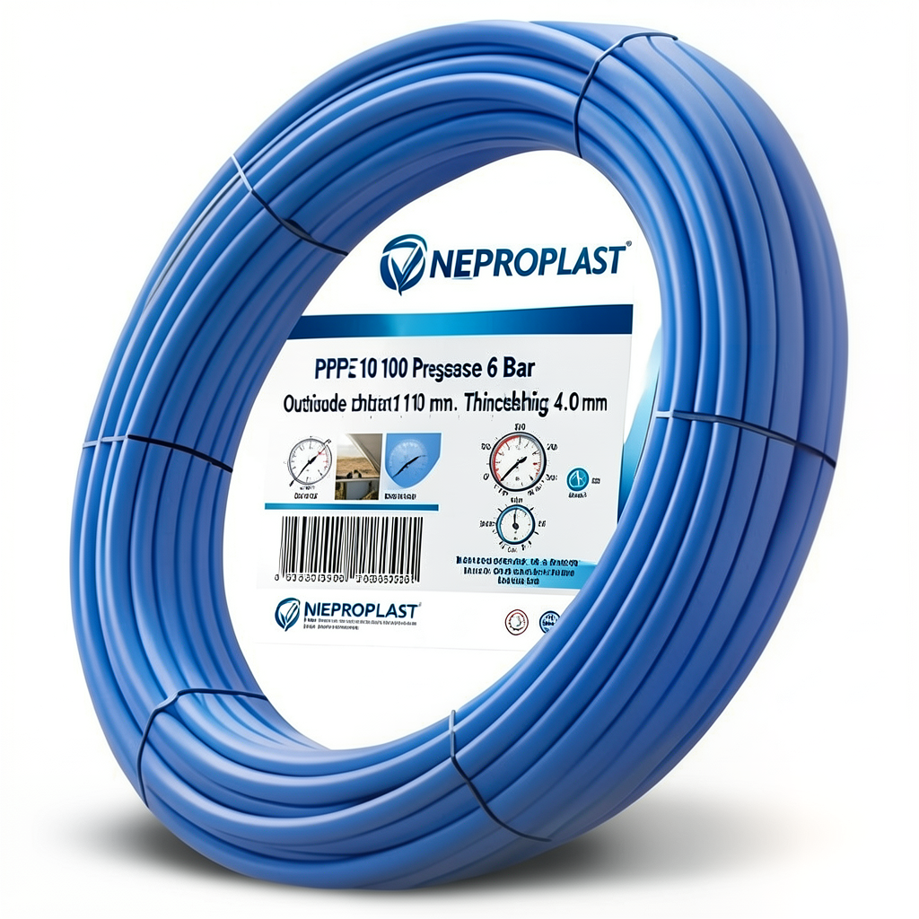 أنابيب HDPE PE 100 ضغط 6 بار قطر خارجي 110 مم سمك 4.0 مم لون أزرق | نيبروبلاست