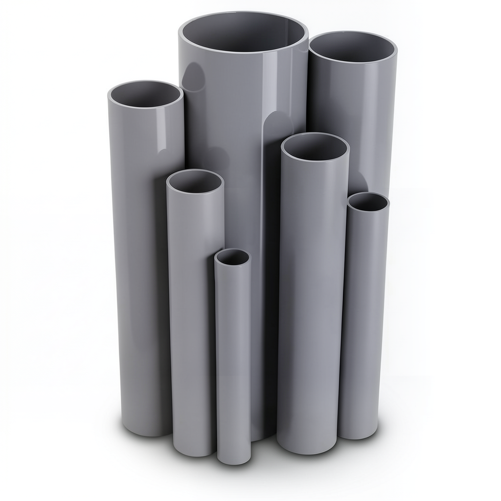 مواسير UPVC ضغط اسمي 15 بار قطر خارجي 60.5 مم سمك 4.5 مم لون رمادي