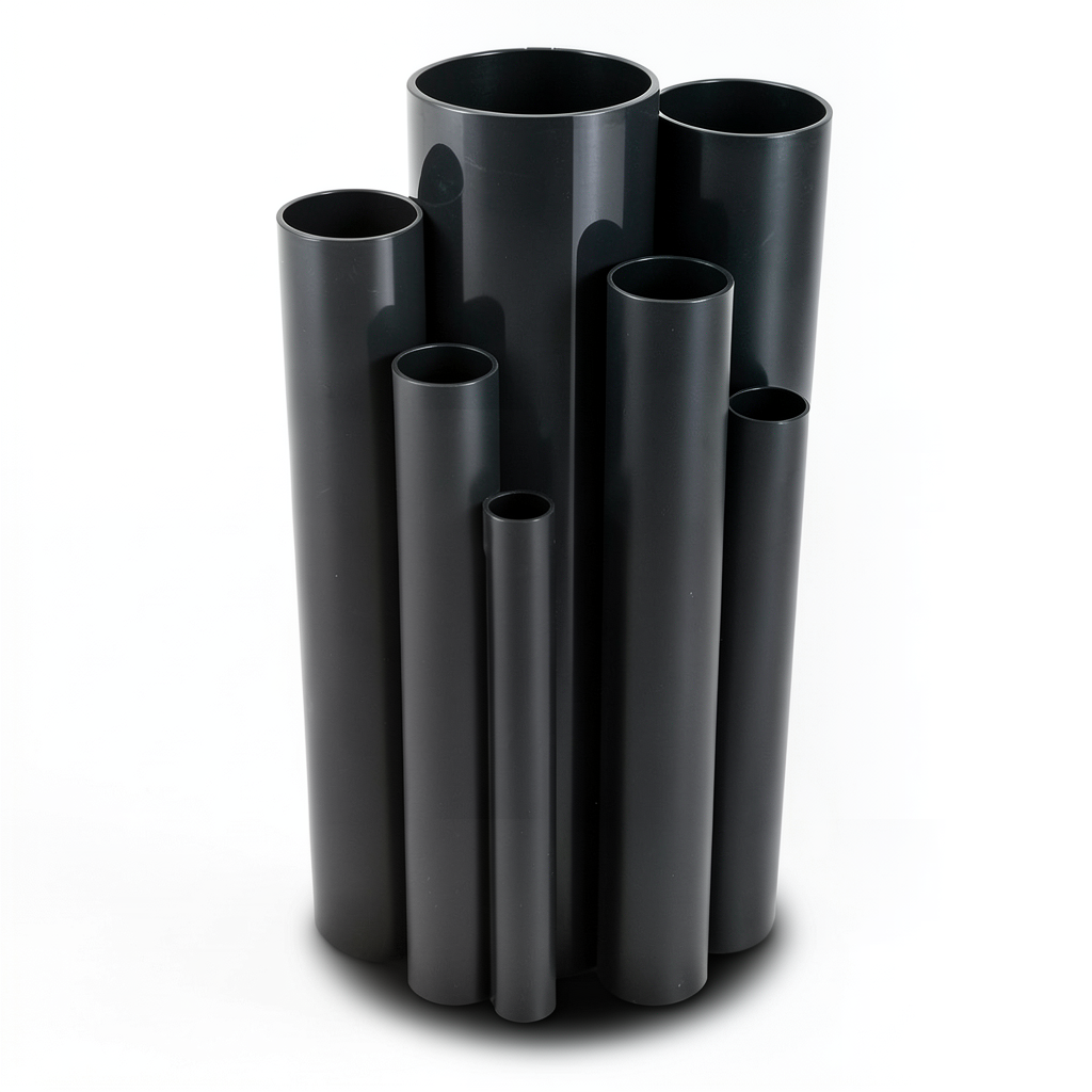 مواسير UPVC ضغط 12 بار قطر خارجي 48.1 مم سمك 2.5 مم لون اسود