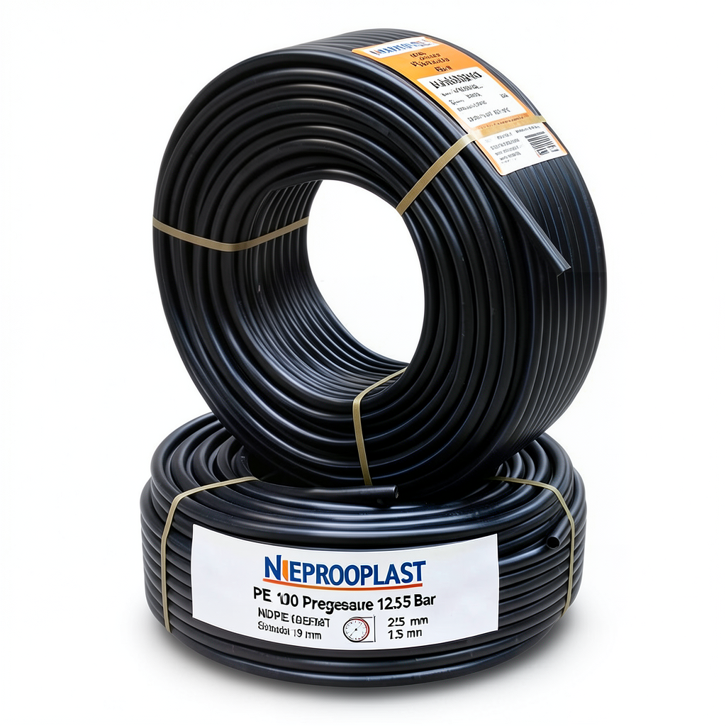 أنابيب HDPE PE 100 ضغط 12.5 بار قطر خارجي 25 مم سمك 1.9 مم لون أسود | نيبروبلاست