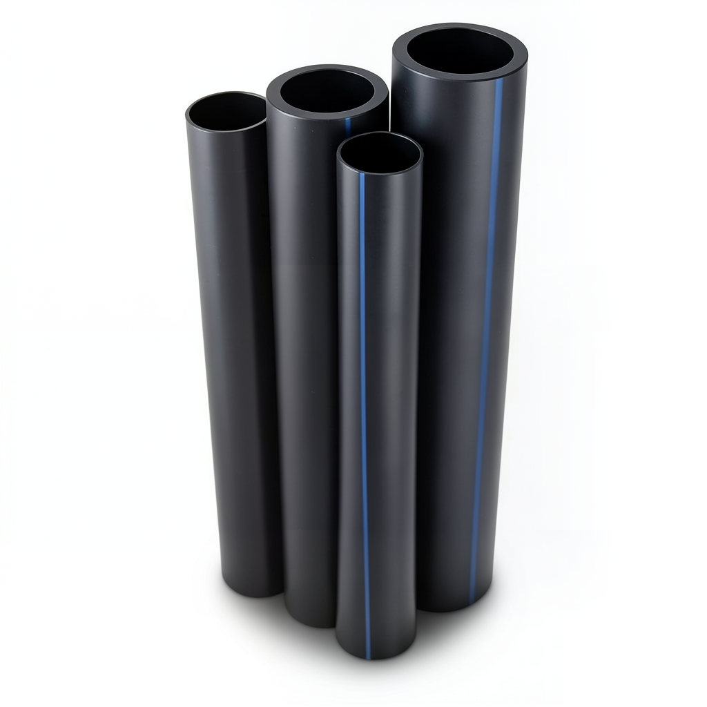 HDPE Pipes PE 80 Pressure 16 Bar 400 mm Diameter 44.7 mm Thickness Black