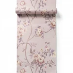 Italian Wallpaper Rose Color Floral Design, Size 10mx0.70m, Model 15006