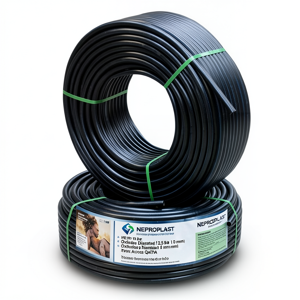أنابيب HDPE PE 100 ضغط 12.5 بار قطر خارجي 20 مم سمك 1.8 مم لون أسود | نيبروبلاست