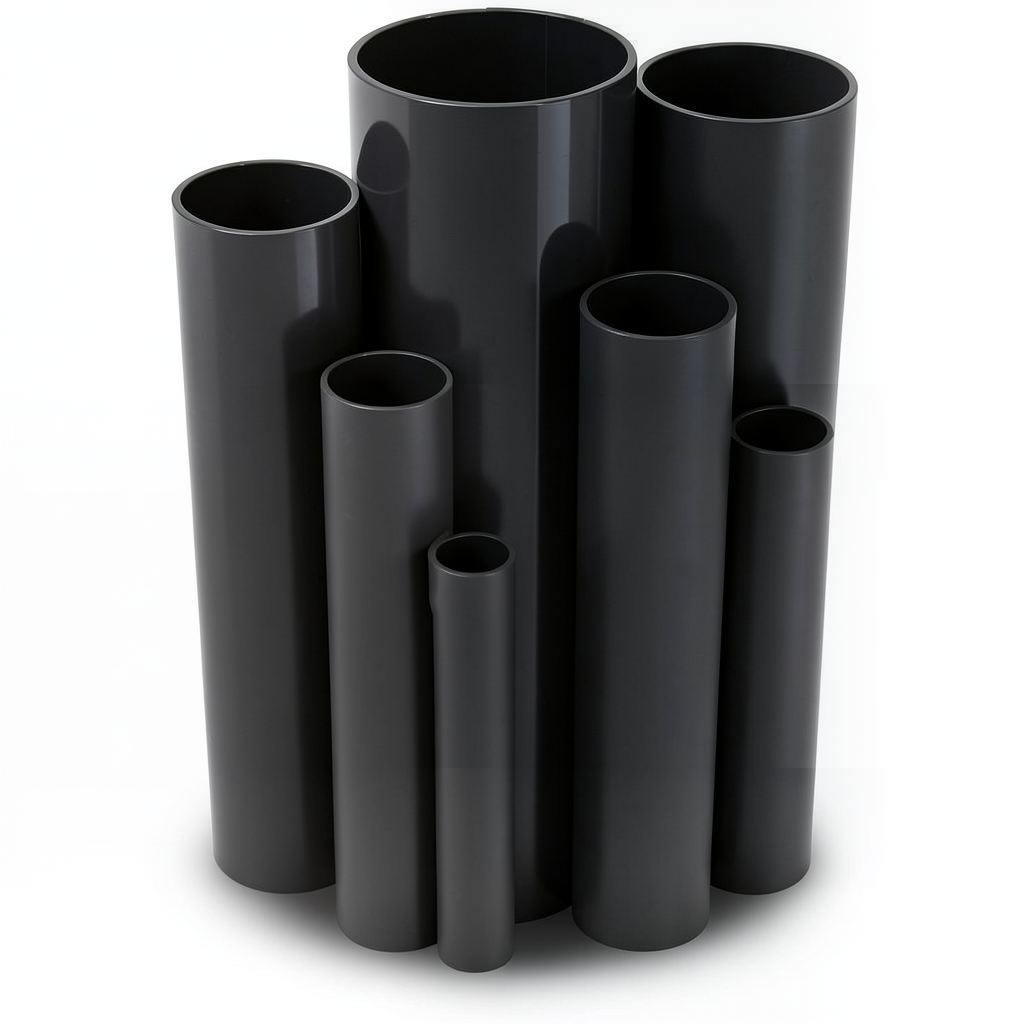 مواسير UPVC ضغط 15 بار قطر خارجي 48.4 مم سمك 3.7 مم لون اسود
