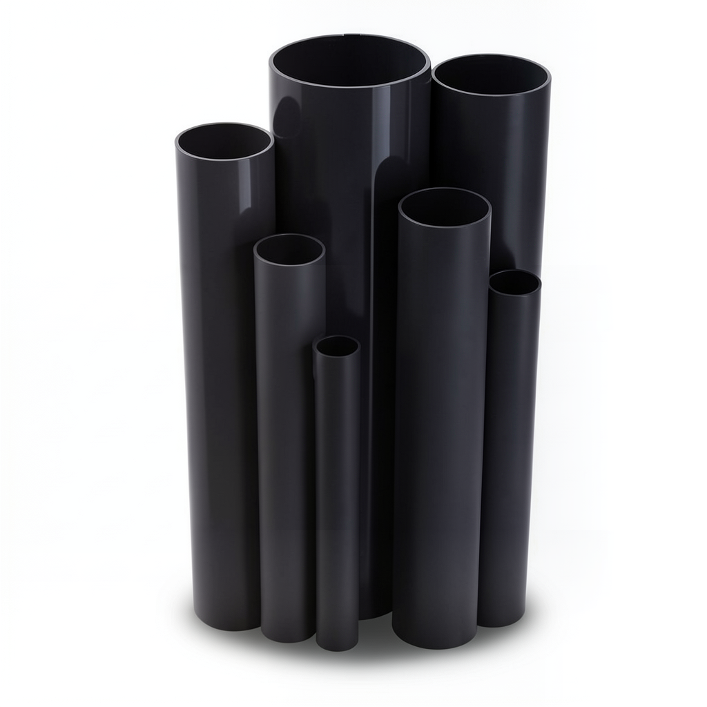 مواسير UPVC ضغط 15 بار قطر خارجي 48.4 مم سمك 3.7 مم لون اسود