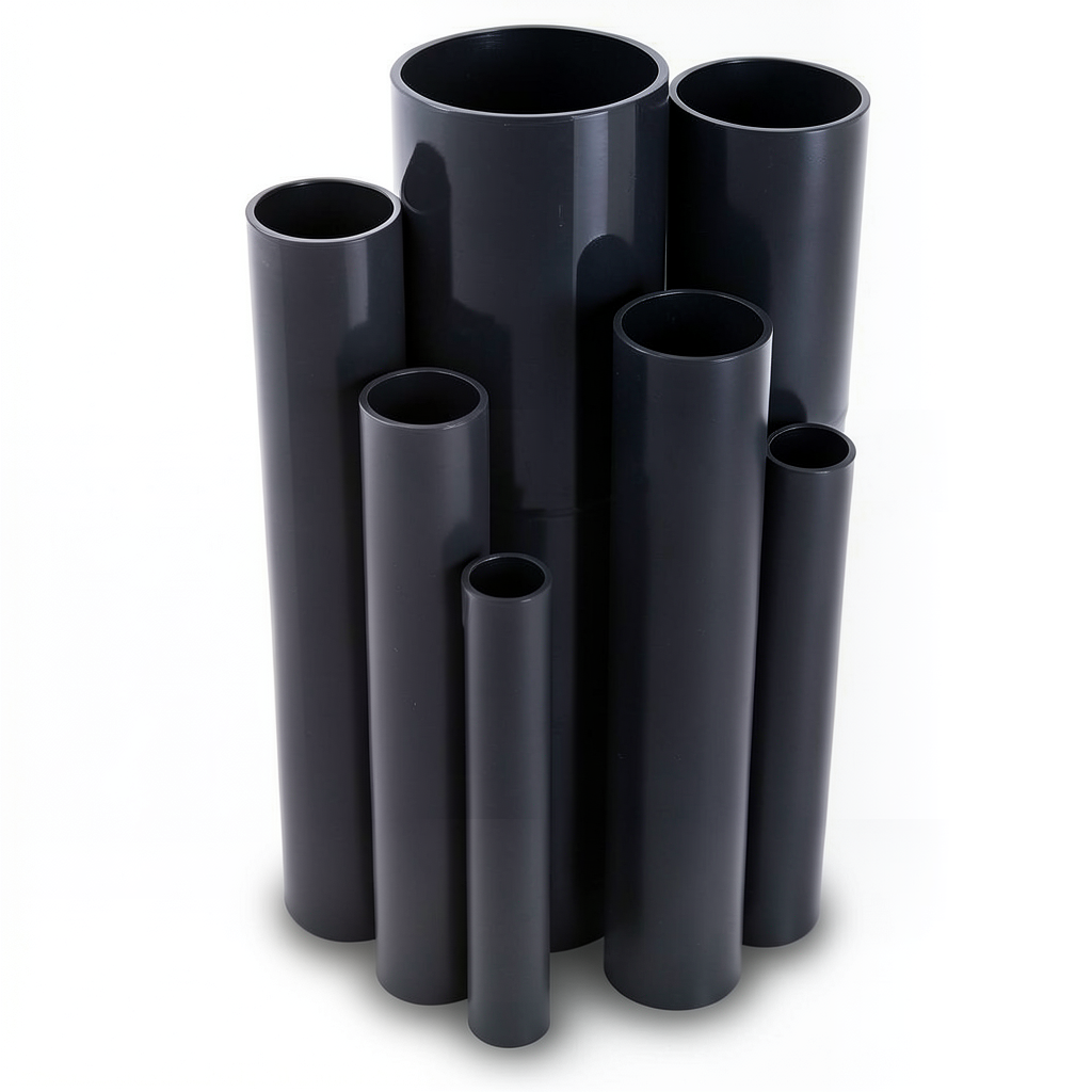 مواسير UPVC ضغط 25 بار قطر خارجي 48.1 مم سمك 5.1 مم لون اسود