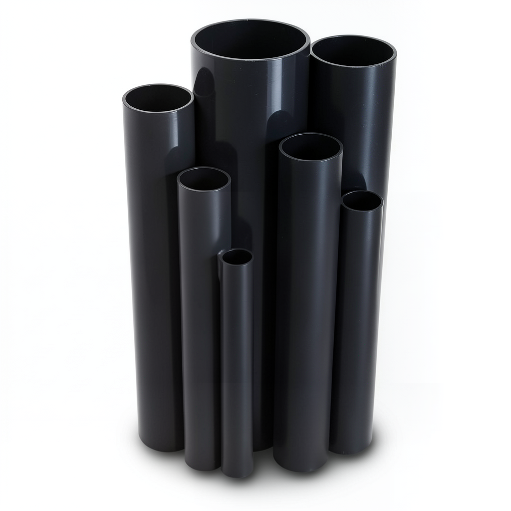 مواسير UPVC ضغط اسمي 12 بار قطر خارجي 75 مم سمك 3.9 مم لون اسود