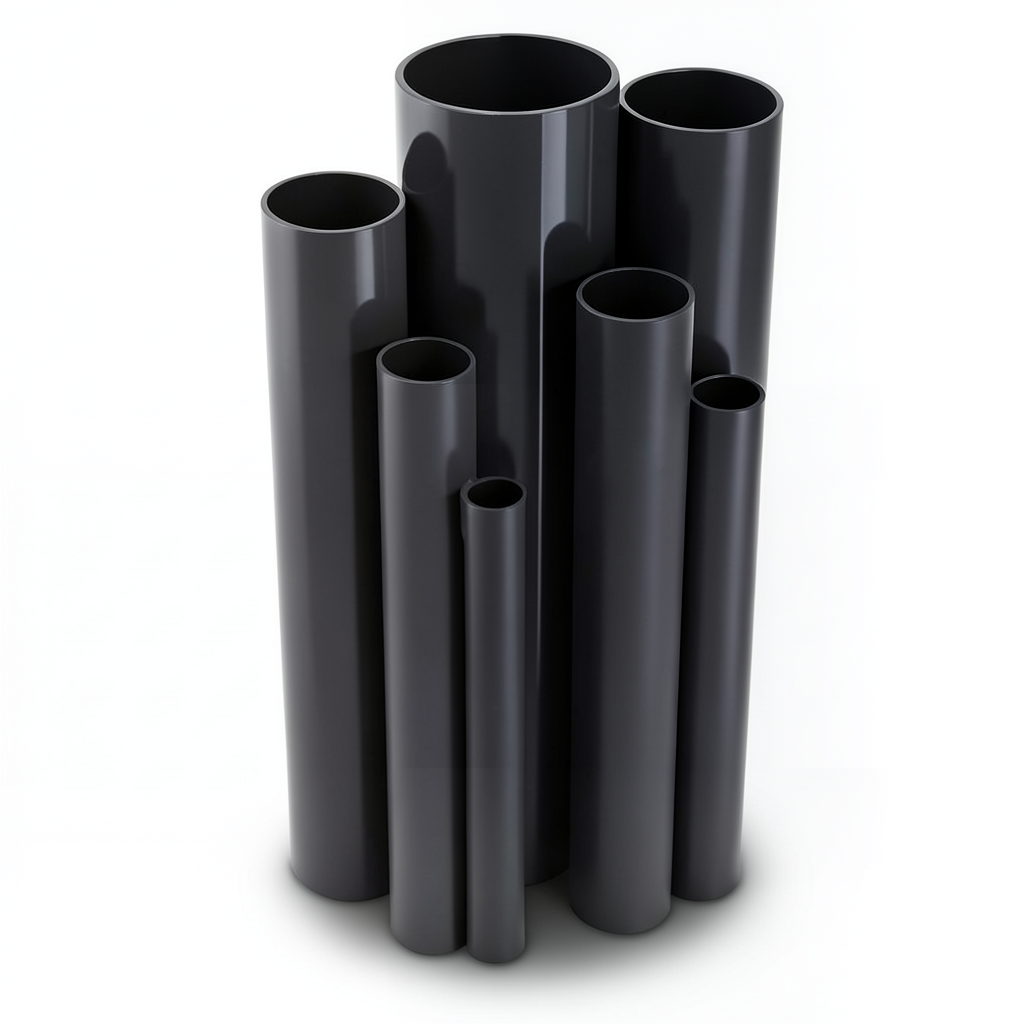 مواسير UPVC ضغط اسمي 12 بار قطر خارجي 75 مم سمك 3.9 مم لون اسود