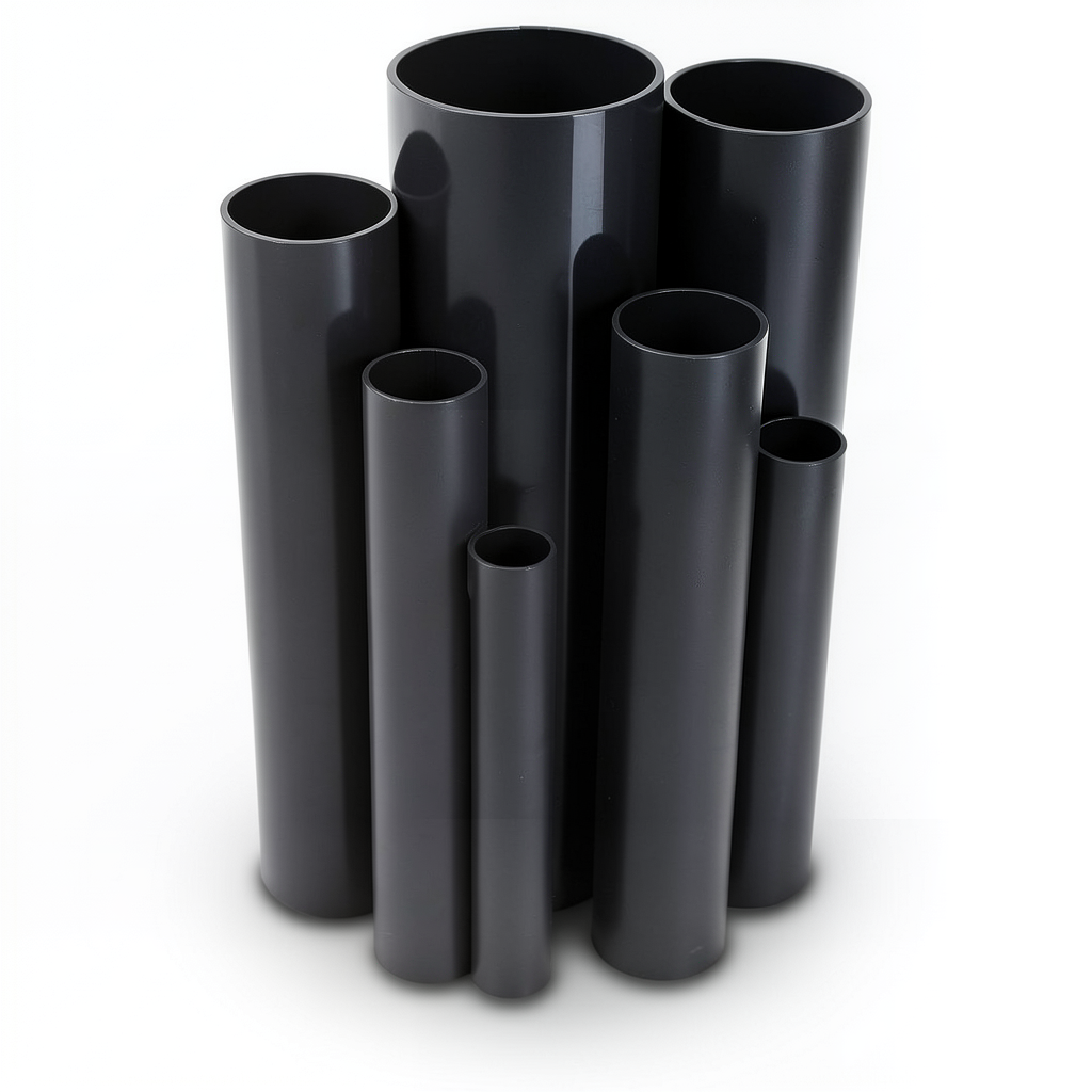 مواسير UPVC ضغط 15 بار قطر خارجي 48.1 مم سمك 3.1 مم لون اسود